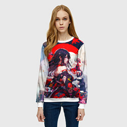 Свитшот женский Японская девушка от нейросети, цвет: 3D-белый — фото 2