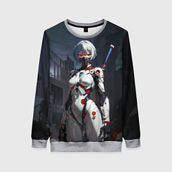 Свитшот женский Аянами Рей с мечом - Евангелион, цвет: 3D-меланж