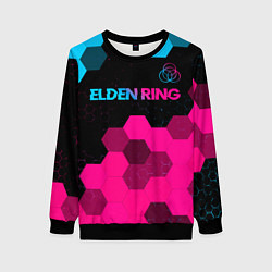 Свитшот женский Elden Ring - neon gradient: символ сверху, цвет: 3D-черный