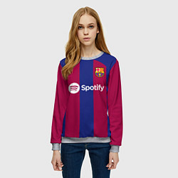 Свитшот женский ФК Барселона форма 2324 домашняя, цвет: 3D-меланж — фото 2