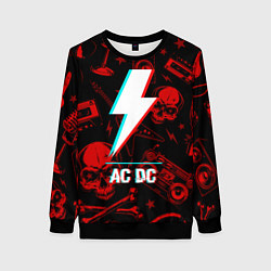 Свитшот женский AC DC rock glitch, цвет: 3D-черный