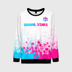 Свитшот женский Brawl Stars neon gradient style: символ сверху, цвет: 3D-черный