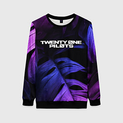 Свитшот женский Twenty One Pilots neon monstera, цвет: 3D-черный