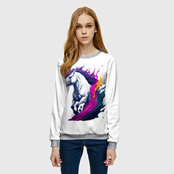 Свитшот женский Единорог в красках, цвет: 3D-меланж — фото 2