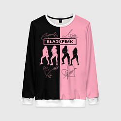 Свитшот женский Blackpink силуэт девушек, цвет: 3D-белый