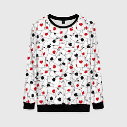 Свитшот женский Карточные тузы, цвет: 3D-черный