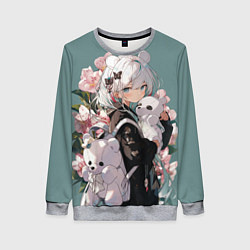 Свитшот женский Нежная девочка аниме с ушками, цвет: 3D-меланж