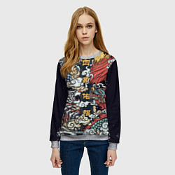 Свитшот женский Japanese art, цвет: 3D-меланж — фото 2