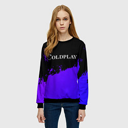 Свитшот женский Coldplay purple grunge, цвет: 3D-черный — фото 2