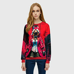 Свитшот женский Девушка-лиса кицунэ, цвет: 3D-красный — фото 2