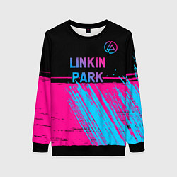 Свитшот женский Linkin Park - neon gradient: символ сверху, цвет: 3D-черный