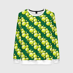 Свитшот женский Большой теннис - мячики, цвет: 3D-белый