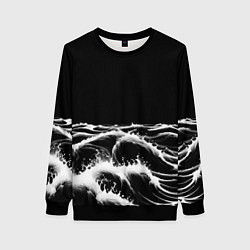 Женский свитшот Черные бущующие волны