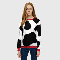 Свитшот женский Принт - пятна коровы, цвет: 3D-красный — фото 2