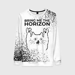 Свитшот женский Bring Me the Horizon рок кот на светлом фоне, цвет: 3D-белый