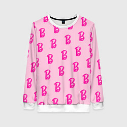 Свитшот женский Барби паттерн буква B, цвет: 3D-белый