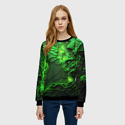 Свитшот женский Объемная зеленая текстура, цвет: 3D-черный — фото 2