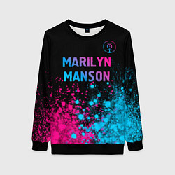 Свитшот женский Marilyn Manson - neon gradient: символ сверху, цвет: 3D-черный