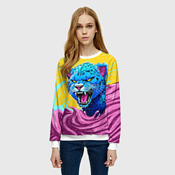 Свитшот женский Кислотный Леопард, цвет: 3D-белый — фото 2