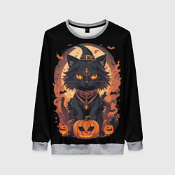 Женский свитшот Черный кот в хеллоуине