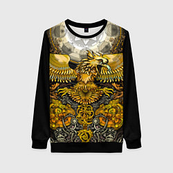 Свитшот женский Золотой орёл - славянский орнамент, цвет: 3D-черный