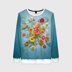 Женский свитшот Букет полевых цветов на ткани