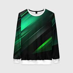 Женский свитшот Black green abstract