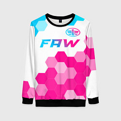 Свитшот женский FAW neon gradient style: символ сверху, цвет: 3D-черный