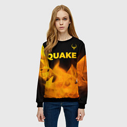 Свитшот женский Quake - gold gradient: символ сверху, цвет: 3D-черный — фото 2