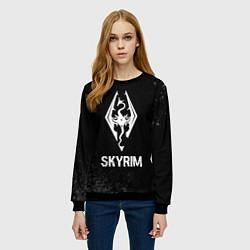 Свитшот женский Skyrim glitch на темном фоне, цвет: 3D-черный — фото 2