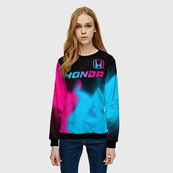 Свитшот женский Honda - neon gradient: символ сверху, цвет: 3D-черный — фото 2