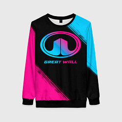 Свитшот женский Great Wall - neon gradient, цвет: 3D-черный