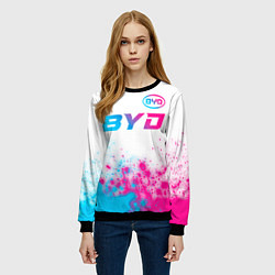 Свитшот женский BYD neon gradient style: символ сверху, цвет: 3D-черный — фото 2