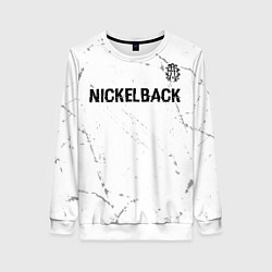 Свитшот женский Nickelback glitch на светлом фоне: символ сверху, цвет: 3D-белый
