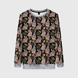 Свитшот женский Зайцы и пижма, цвет: 3D-меланж