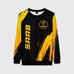 Женский свитшот Saab - gold gradient: надпись, символ