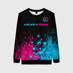 Свитшот женский Volkswagen - neon gradient: символ сверху, цвет: 3D-черный
