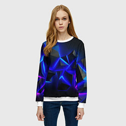Свитшот женский Разлом плит из неона, цвет: 3D-белый — фото 2