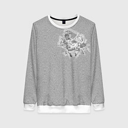 Свитшот женский Мозаика с искажением в форме цветка, цвет: 3D-белый