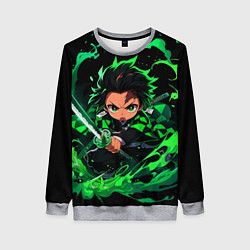 Женский свитшот Танджиро Комадо - чибби арт