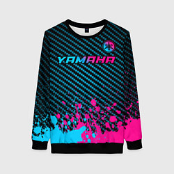 Свитшот женский Yamaha - neon gradient: символ сверху, цвет: 3D-черный
