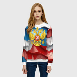 Свитшот женский Герб России триколор, цвет: 3D-белый — фото 2