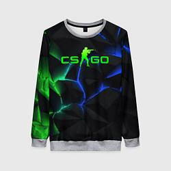 Свитшот женский CS GO green blue neon, цвет: 3D-меланж