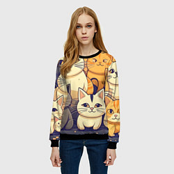 Свитшот женский Кошачий принт от нейросети, цвет: 3D-черный — фото 2