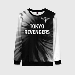 Свитшот женский Tokyo Revengers glitch на темном фоне: символ свер, цвет: 3D-черный