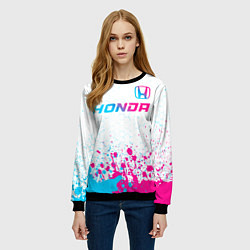 Свитшот женский Honda neon gradient style: символ сверху, цвет: 3D-черный — фото 2