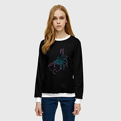 Свитшот женский Знак зодиака скорпион - космос, цвет: 3D-белый — фото 2