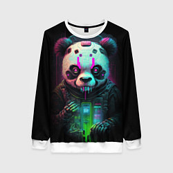 Свитшот женский Панда киберпанк, цвет: 3D-белый