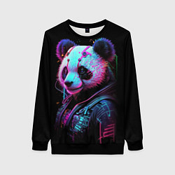 Женский свитшот Панда в красках киберпанк