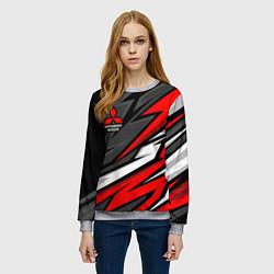 Свитшот женский Митсубиси - красный спортивный, цвет: 3D-меланж — фото 2